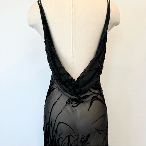 🌺SOLD🌺 Secret Silk Velvet Black Sheer Vintage Maxi Gown Slip Dress - Picture 2 of 8